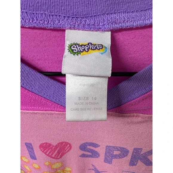Shopkins Nightgown Girls Size 10 Pink Purple Sleep Shirt I Love SPK Pajama - Picture 3 of 3